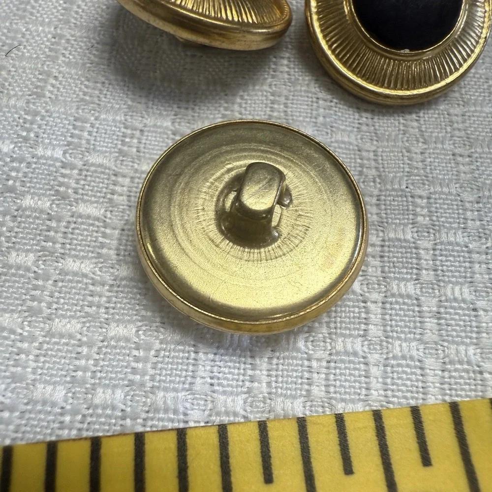 20 Vintage Gold Tone Metal Shank Buttons Black Halo Sunburst Dome Center 80s/90s